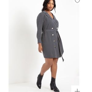 Eloquii Pin Dot Belted Blazer Dress